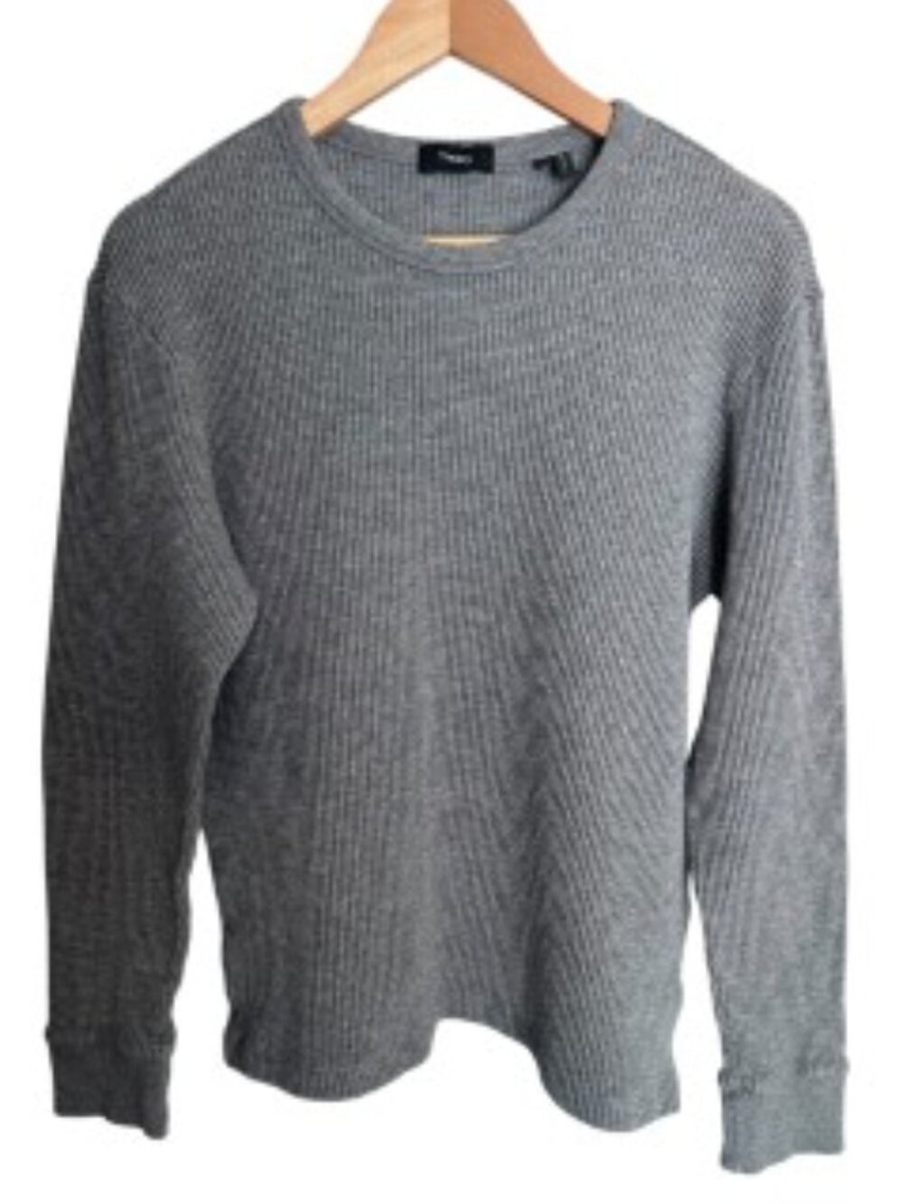Theory Grey Organic Waffle Bound Sweatshirt Large